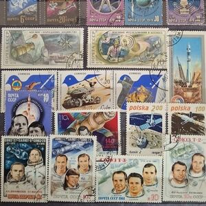 Vintage Space-Themed Postage Stamps Collection